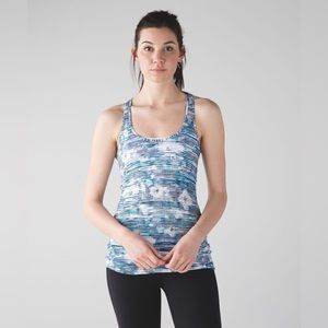 Lululemon Sz 4 XS Cool Racerback Tank *Luon Blurry Belle Multi Blue Purple White